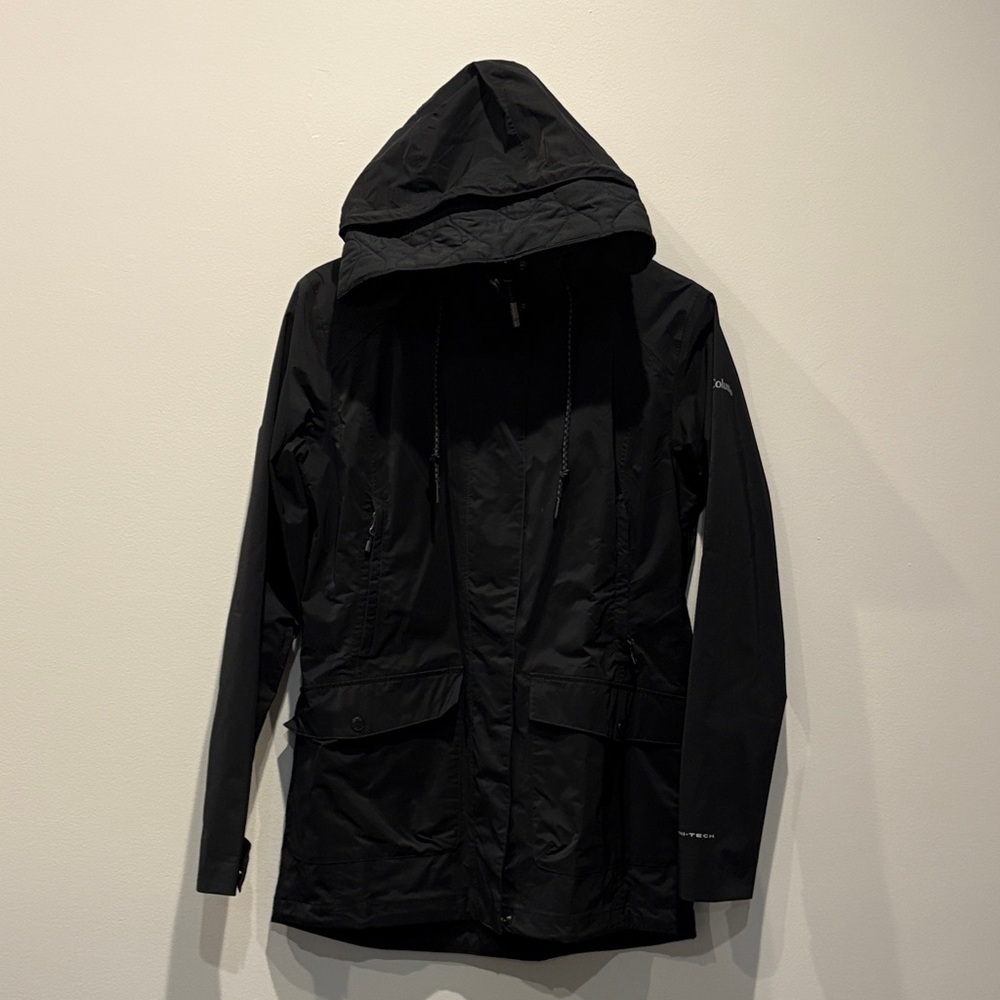 Columbia Black Hooded Waterproof Windproof Jacket - Picture 2 of 7